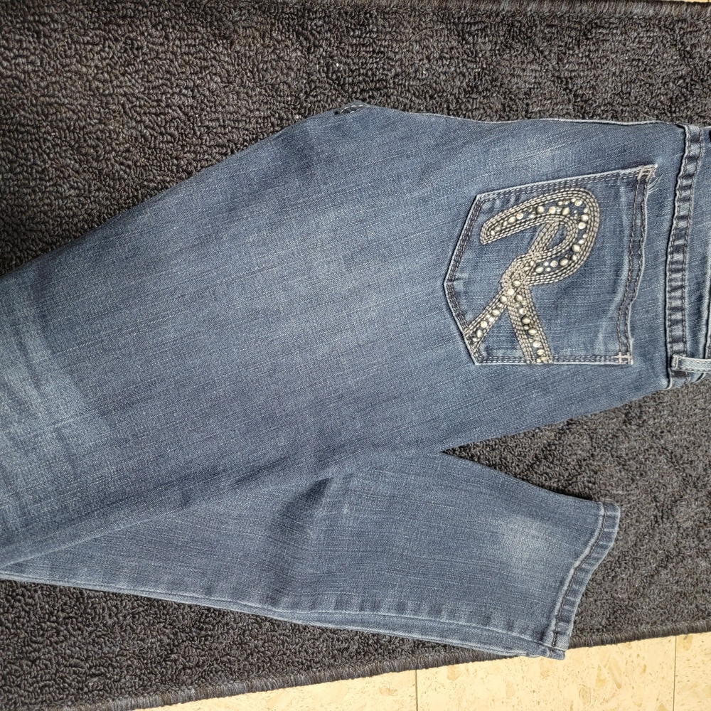 Wrangler Denim Straight Leg Jeans with Rhinestone Pocket